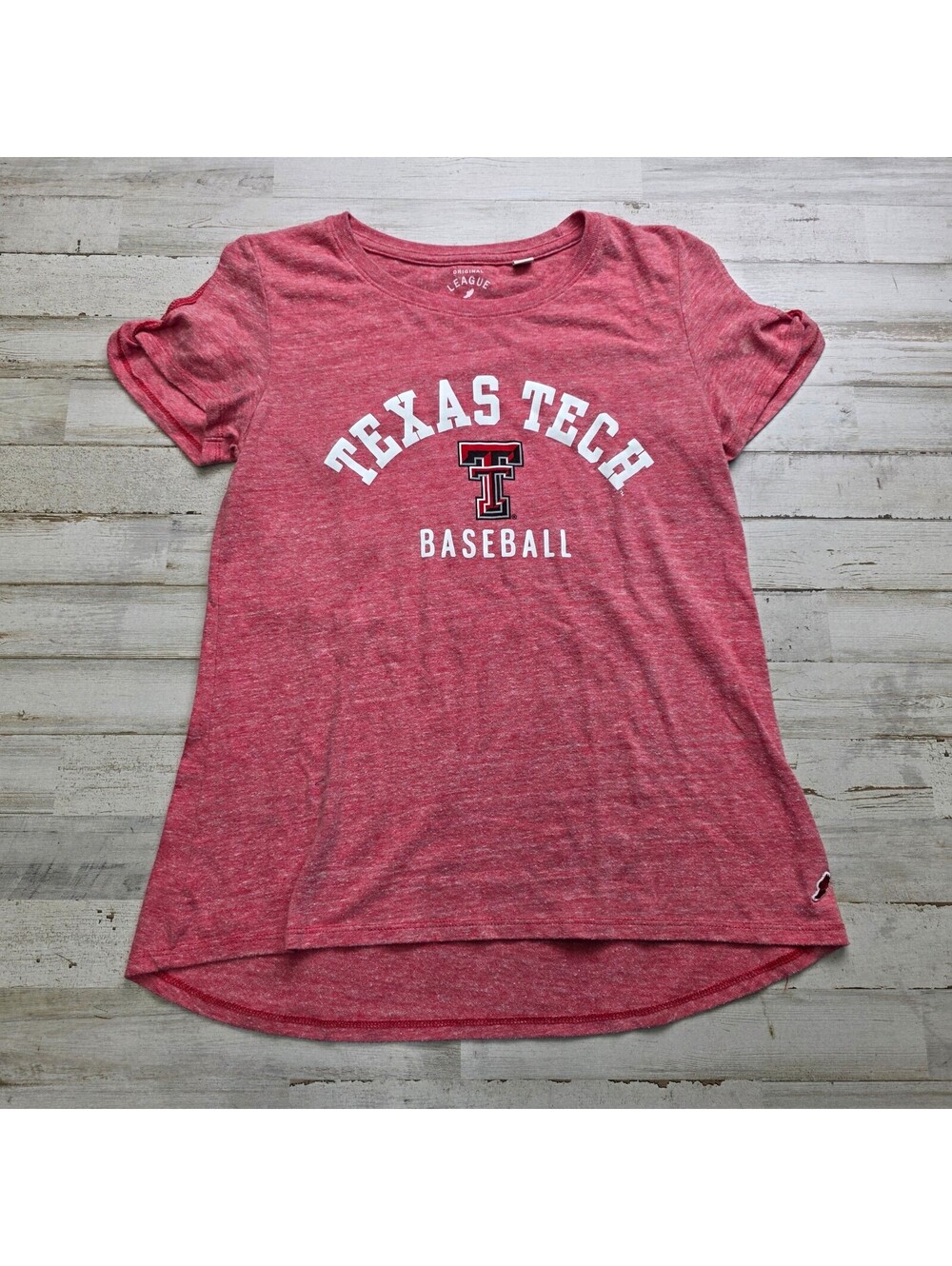 Original League Texas Tech Baseball Women's T-Shirt S Red Heathered Red Raiders